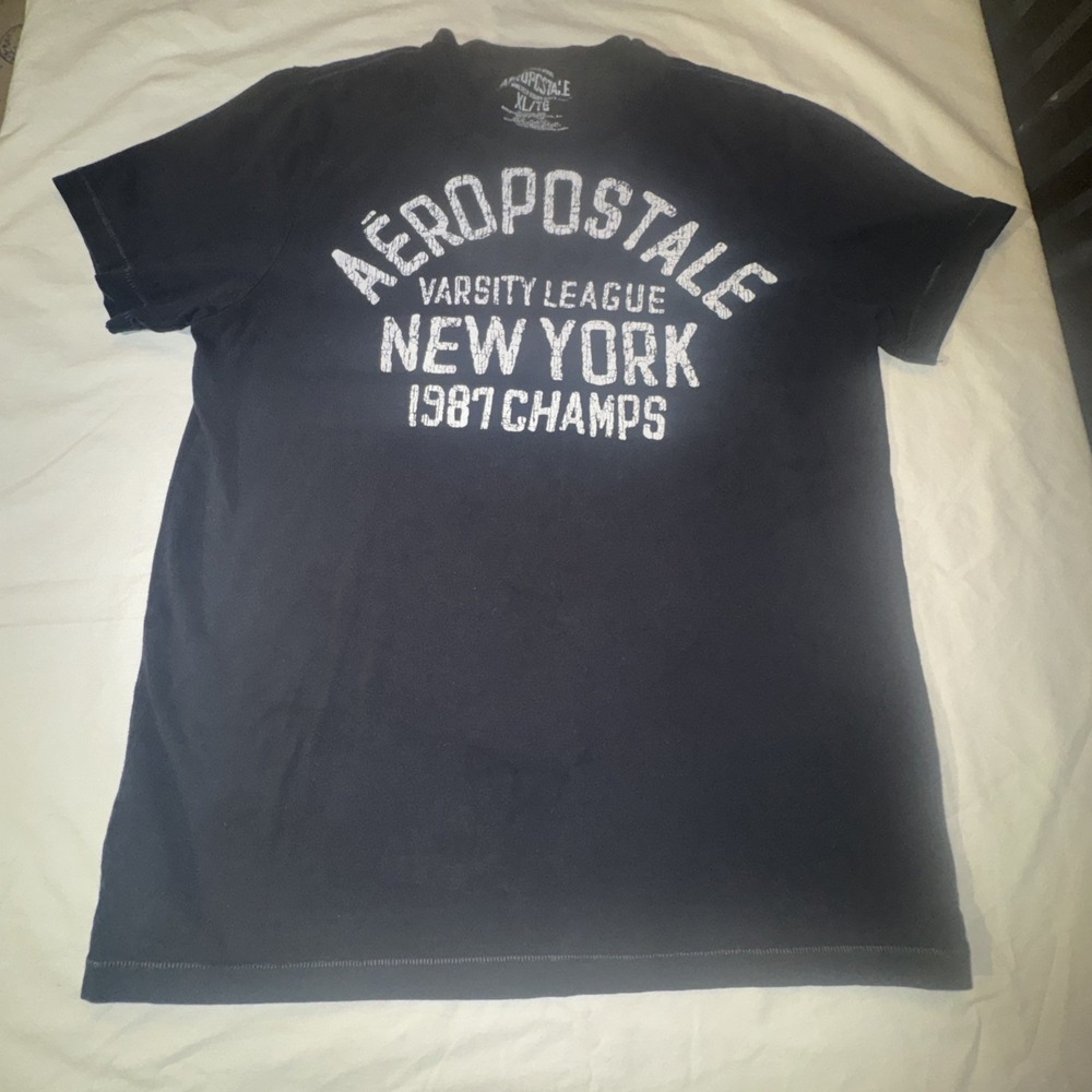 Vintage Aeropostale Shirt XL Black AERO 87 New York NY Varsity League‎ Y2K 90s